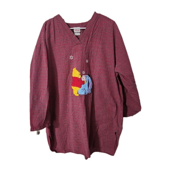 Disney Store Winnie The Pooh Eeyore Red Plaid Sleep Shirt Size L/XL - Picture 1 of 5